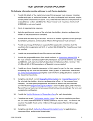 Form CORP-T01 Trust Company Charter Application - Texas, Page 2