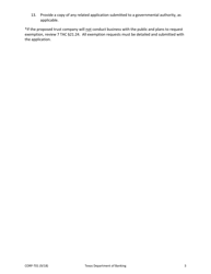 Form CORP-T01 Trust Company Charter Application - Texas, Page 3