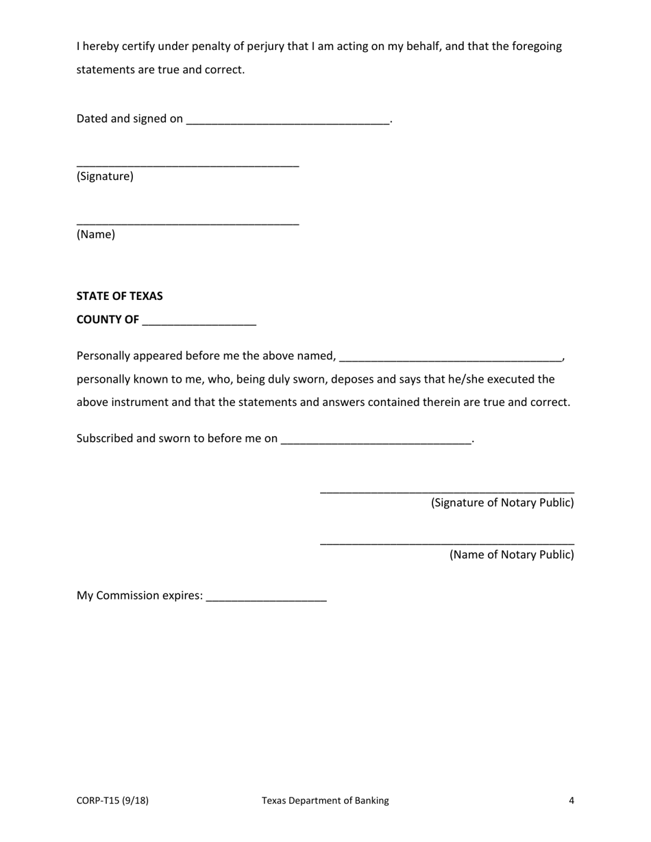 Form CORP-T15 Application for Acquisition of Control - Texas, Page 4