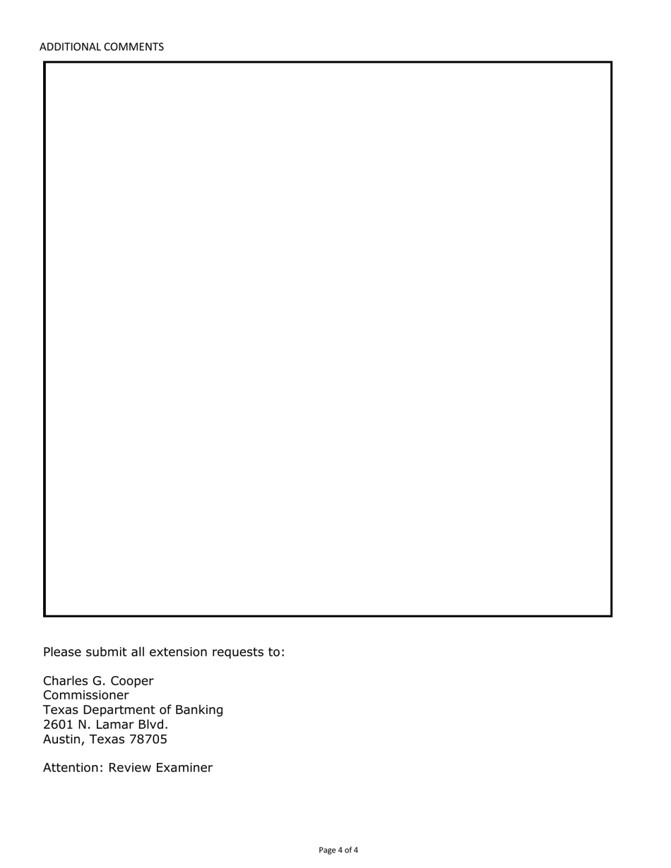 Application to Extend Holding Period on Other Real Estate Owned (Oreo) - Texas, Page 4