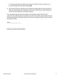 Sample Form CORP-T06 Amendment and/or Restatement of Certificate of Formation of a Texas Trust Company - Texas, Page 5