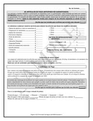 Contrato De Beneficios Funebres Prepagados Mediante Fondos De Un Seguro - Texas (Spanish), Page 2