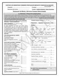 Document preview: Contrato De Beneficios Funebres Prepagados Mediante Fondos De Un Seguro - Texas (Spanish)