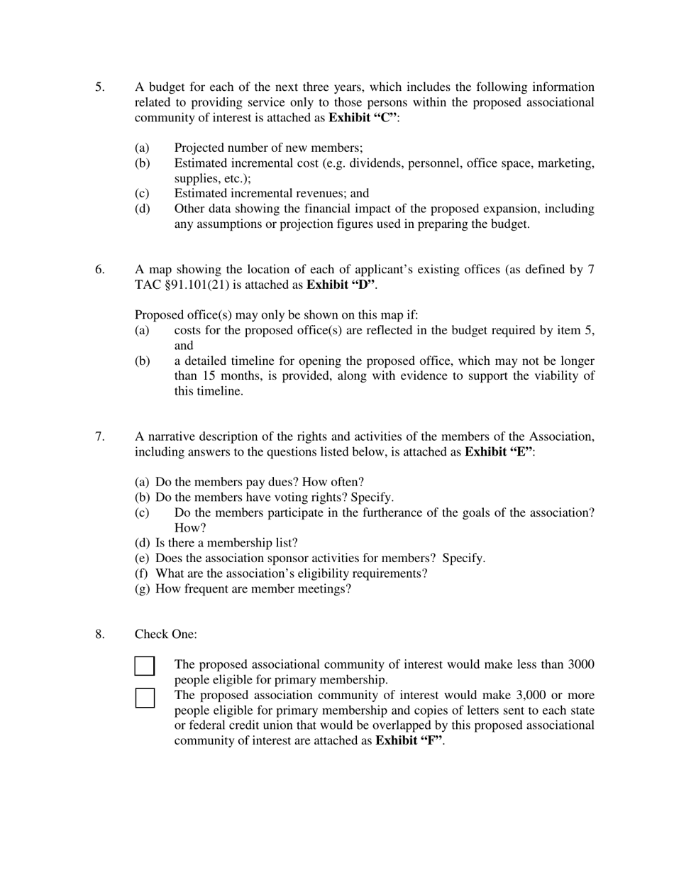 Application to Amend Bylaws (Section 3.01) Community of Interest - Associational - Texas, Page 2