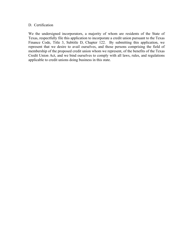 Application for Credit Union Charter - Texas, Page 4