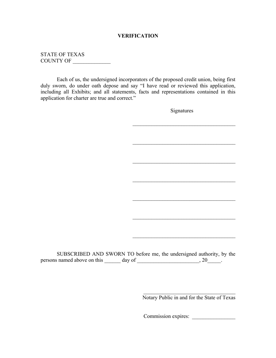 Application for Credit Union Charter - Texas, Page 5