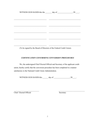 Application for Conversion From Federal to State Chartered Credit Union - Texas, Page 2
