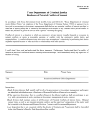 Form ED-02.01 Attachment B &quot;Disclosure of Potential Conflicts of Interest&quot; - Texas