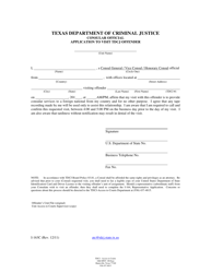 Document preview: Form I-163C Consular Official Application to Visit Tdcj Offender - Texas