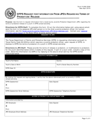 Document preview: Form K-908-2008 Dfps Request for Information From Jpds Regarding Terms of Probation/Release - Texas