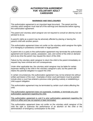 Authorization Agreement for Voluntary Adult Caregiver - Texas, Page 3