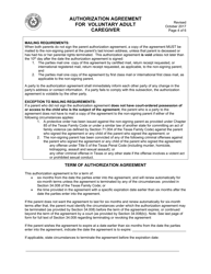 Authorization Agreement for Voluntary Adult Caregiver - Texas, Page 4