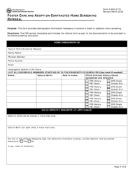 Form K-902-2178 Foster Care and Adoption Contracted Home Screening Referral - Texas