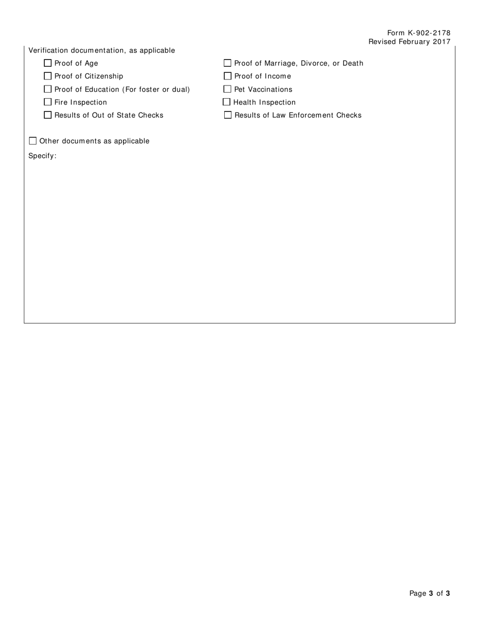 Form K-902-2178 Foster Care and Adoption Contracted Home Screening Referral - Texas, Page 3