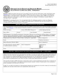 Form K-908-2085-E Designation of Education Decision-Maker - Texas