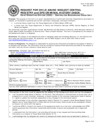 Document preview: Form F-500-2854 Request for Child Abuse/Neglect Central Registry and Dps Criminal History Check - Texas