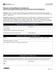 Document preview: Form F-505-4885J Request for Case Record Information From Juvenile Service Providers (Including Juvenile Justice Agencies) - Texas