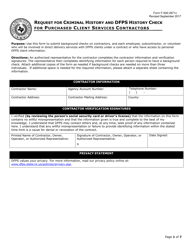 Form F-500-2971C Request for Criminal History and Dfps History Check for Purchased Client Services Contractors - Texas