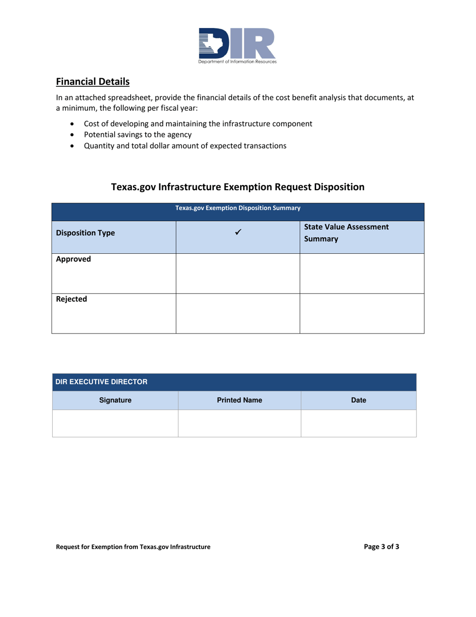 Request for Exemption From Texas.gov Infrastructure - Texas, Page 3