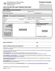 Document preview: Form RSD-804 Application for Cash Transaction Card - Texas