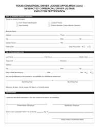 Form CDL-1F Texas Commercial Driver License Application Restricted Commercial Driver License - Texas, Page 2