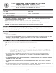 Document preview: Form CDL-4 Texas Commercial Driver License Application Interstate Driver Certification - Texas