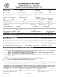 Form CDL-6 Texas Hazardous Materials Endorsement Application - Texas