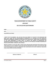 Document preview: Form CO-103 Applicant Self Evaluation Questionnaire - Texas