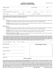 Form DIC-25 Notice of Suspension Temporary Driving Permit - Texas