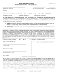 Document preview: Formulario DIC-57S Aviso De Descalificacion Permiso Provisional Para Conducir - Texas (Spanish)