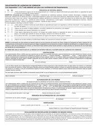 Formulario DL-14A Solicitud De Una Licencia De Conducir O Tarjeta De Identificacion De Texas - Texas (Spanish), Page 2