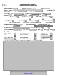 Document preview: Form HQ-135 Emergency Medical Care Notification - Texas