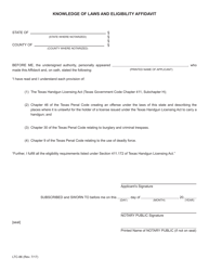 Document preview: Form LTC-86 Knowledge of Laws and Eligibility Affidavit - Texas
