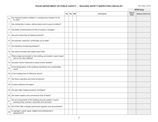 Form FB-3 Building Safety Inspection Checklist - Texas, Page 2