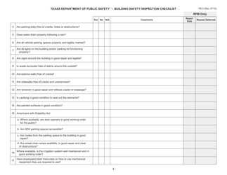 Form FB-3 Building Safety Inspection Checklist - Texas, Page 4