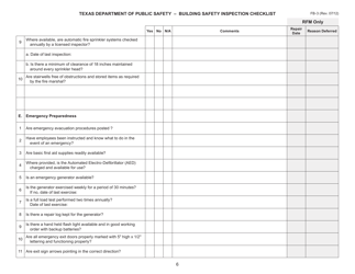 Form FB-3 Building Safety Inspection Checklist - Texas, Page 6