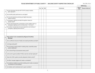 Form FB-3 Building Safety Inspection Checklist - Texas, Page 7