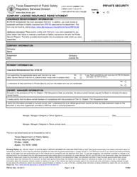 Form PSP-24 Company License Insurance Reinstatement - Texas