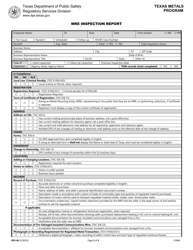 Document preview: Form RSD-46 Mre Inspection Report - Texas