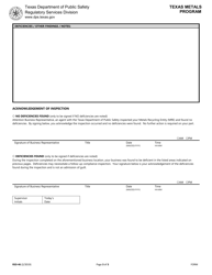 Form RSD-46 Mre Inspection Report - Texas, Page 3