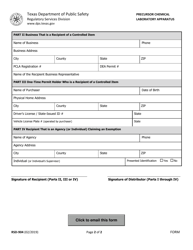 Form RSD-904 Report of Sale/Transfer of Controlled Items - Texas, Page 2