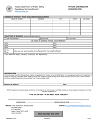 Form RSD-950 Peyote Distributor Registration - Texas, Page 2