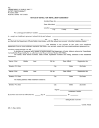 Document preview: Form SR-73 Notice of Default on Installment Agreement - Texas