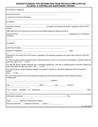 Form SBT-13 Previous Employment Substance Testing Request - Texas