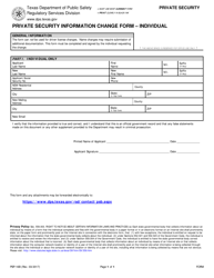Document preview: Form PSP-16B Private Security Information Change Form " Individual - Texas