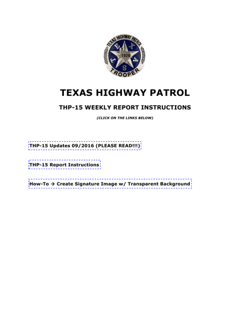 Instructions for Form THP-15 Weekly Report - Texas