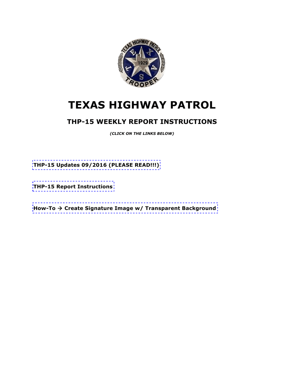 Instructions for Form THP-15 Weekly Report - Texas, Page 1