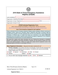 Document preview: Form TDEM18 Stear Individual Registration Form - Texas