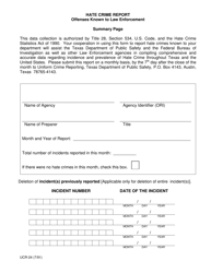 Document preview: Form UCR-24 Hate Crime Report Summary Page - Texas