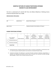 Form UCR-26 Monthly Return of Human Trafficking Offensesknown to Law Enforcement - Texas